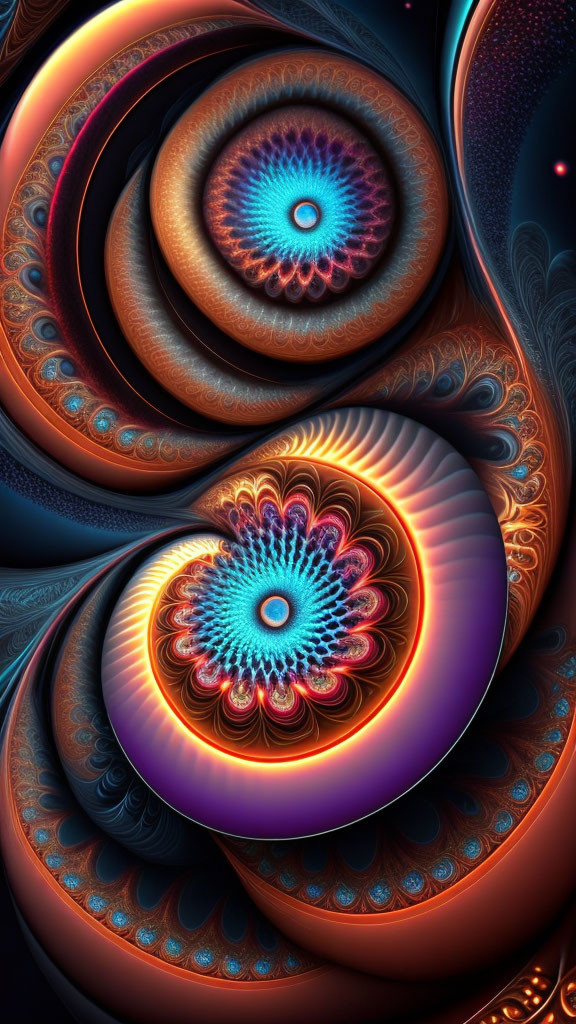 Colorful Fractal Artwork with Warm and Cool Hues