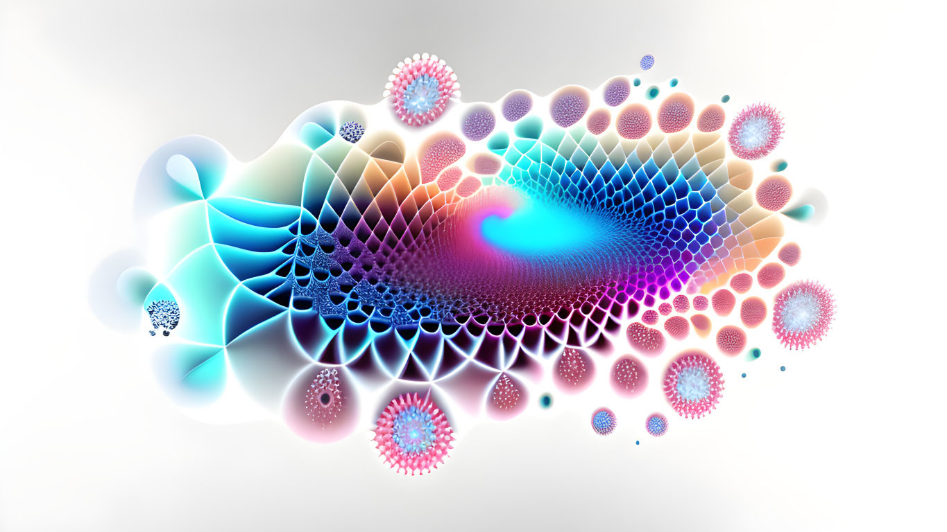 Vibrant Gradient Mesh Virus Patterns on Light Background