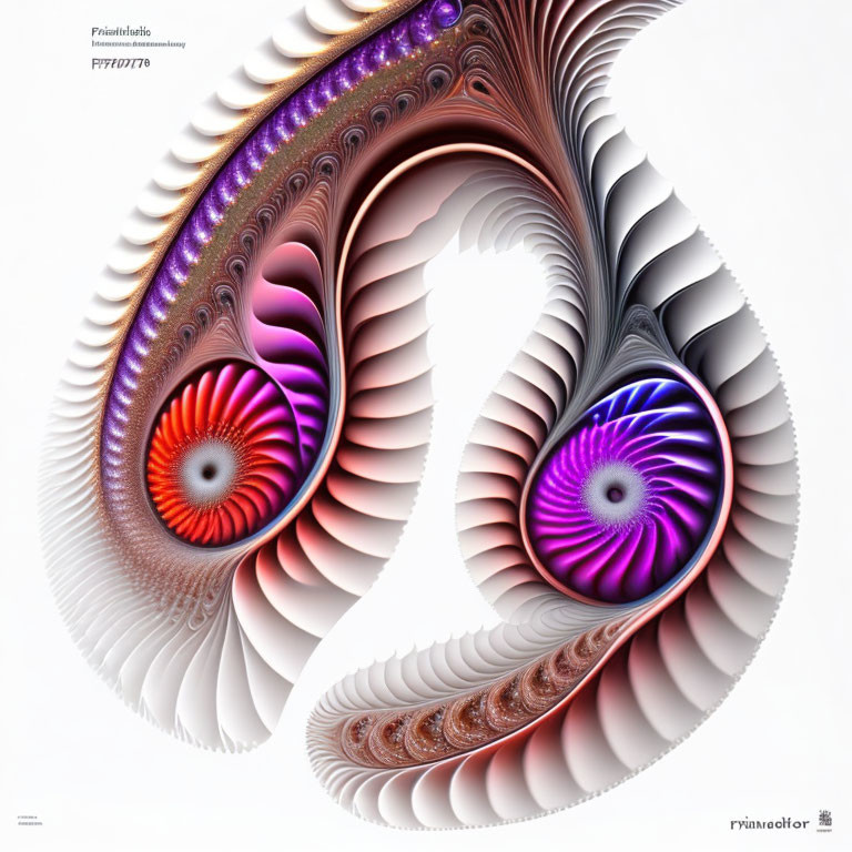 Colorful Abstract Fractal Art: Swirling Patterns in Purple, Red, and Blue