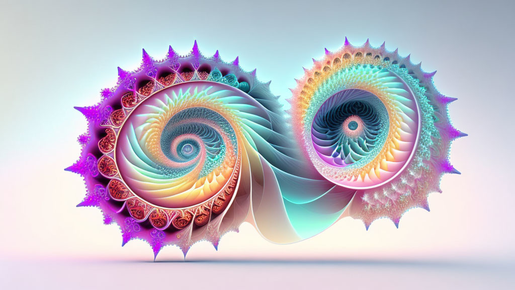 Fractal Nautilus Shells in Pastel Colors