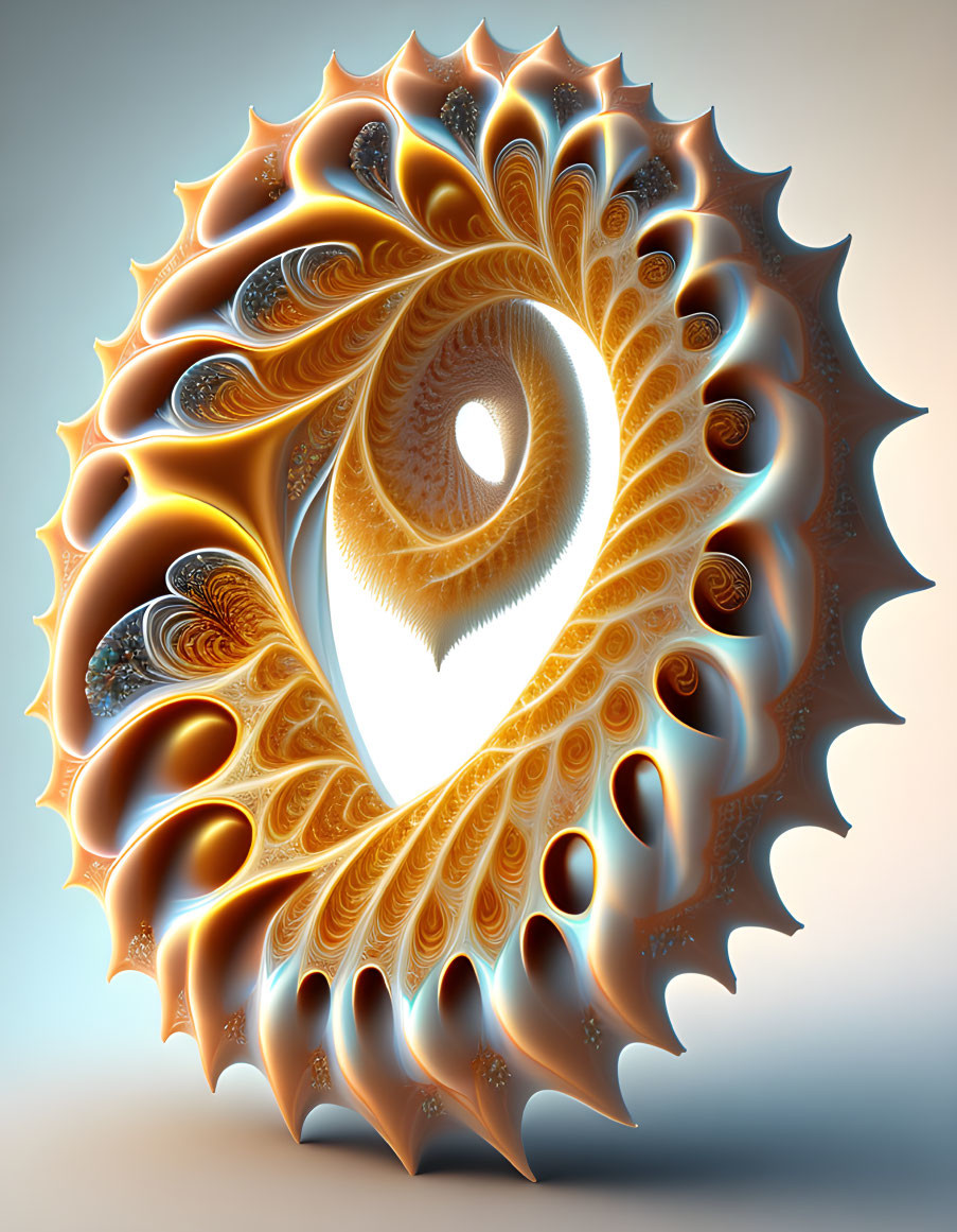 Intricate Golden Spiral Shell 3D Fractal Art