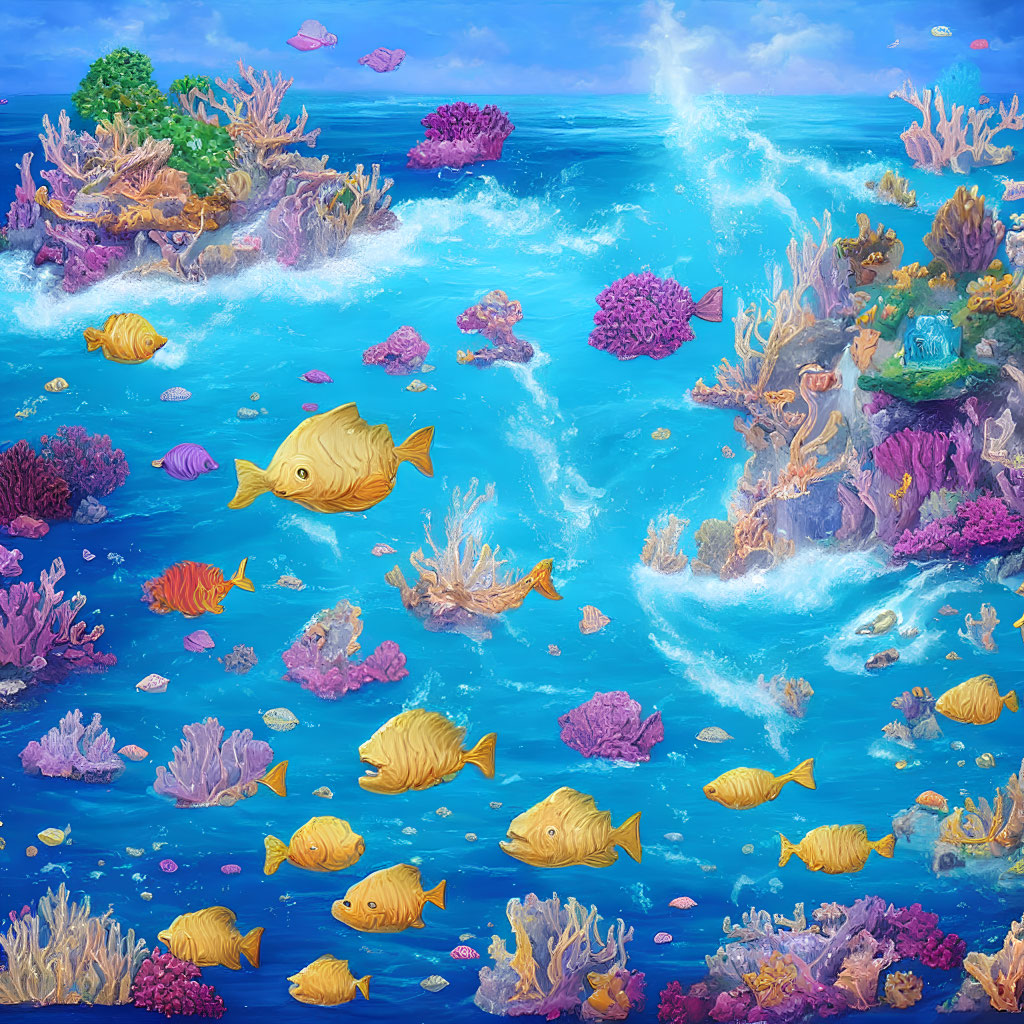 Colorful Fish and Coral in Vibrant Underwater Scene