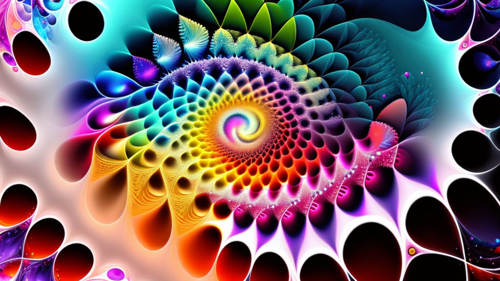 Colorful Spiral Fractal Art with Bubble Patterns