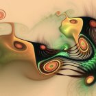 Colorful Fractal Art: Abstract Organic Form with Eye Motif