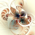 Symmetrical, fractal-like mandala with vibrant colors and blue gemstone