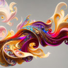 Colorful Fractal Image of Fantastical Creature with Swirling Patterns