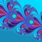 Colorful Fractal Art: Purple & Teal Spirals, Spiky Edges