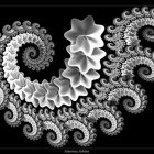 Colorful Fractal Spiral with Warm to Cool Tones