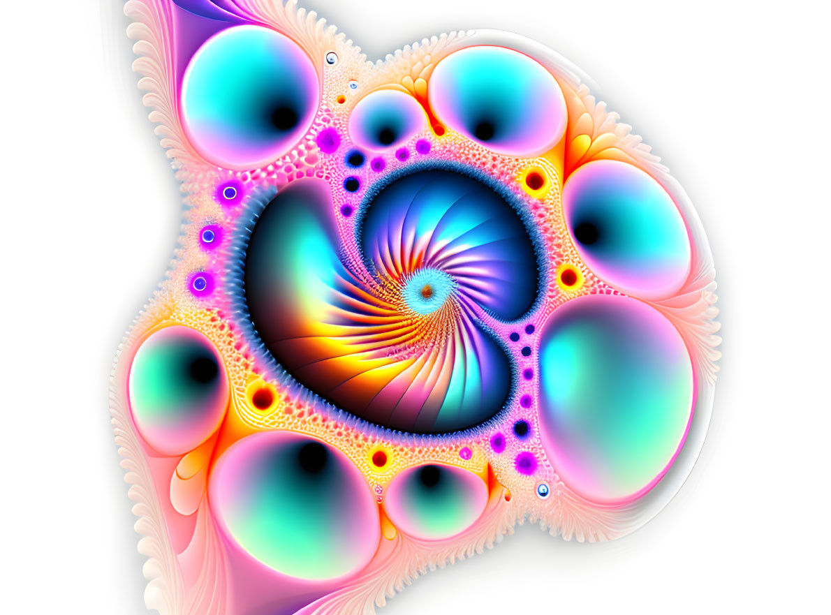 Colorful fractal art: Swirling pink, blue, and orange patterns