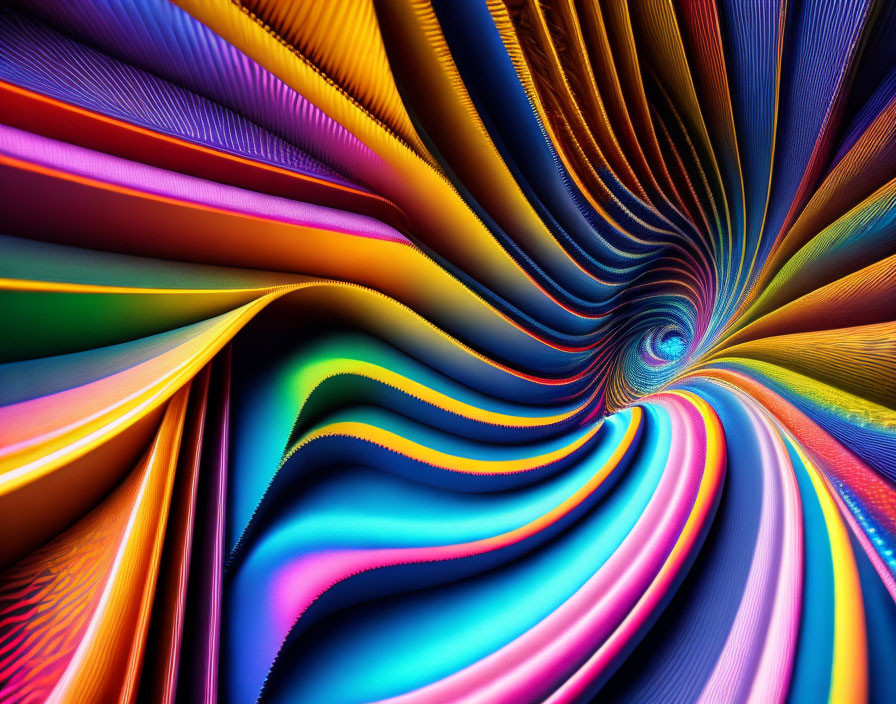 Colorful Spiral Pattern Art with 3D Illusion & Wavy Lines