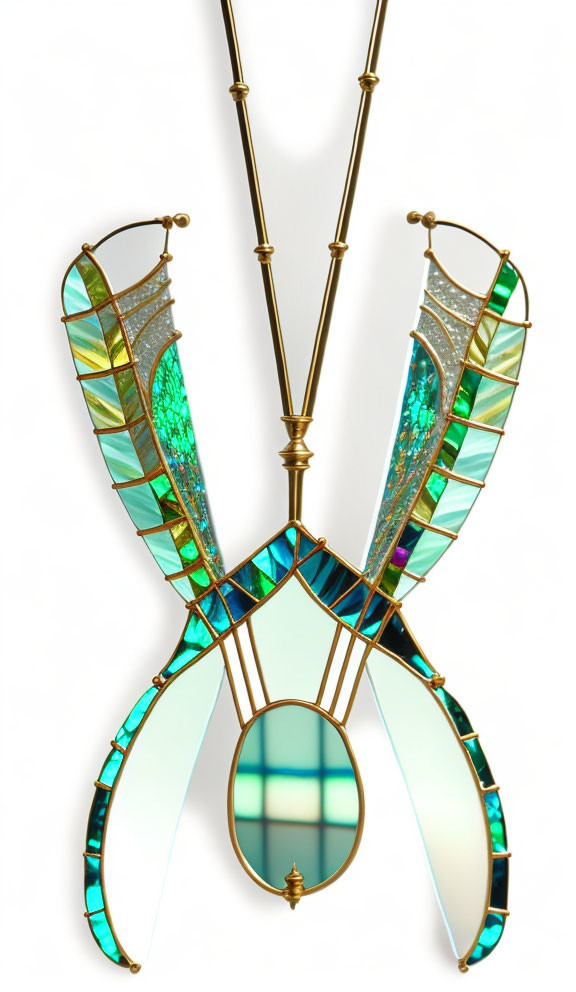 Stained glass butterfly wall light with brass details