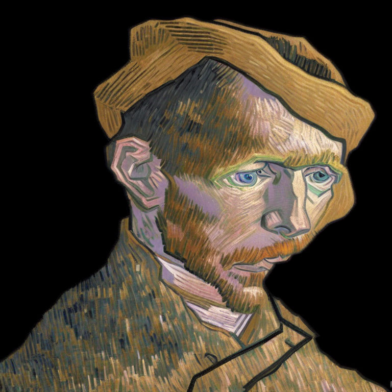 Stylized portrait of a man with blue eyes and ginger hair