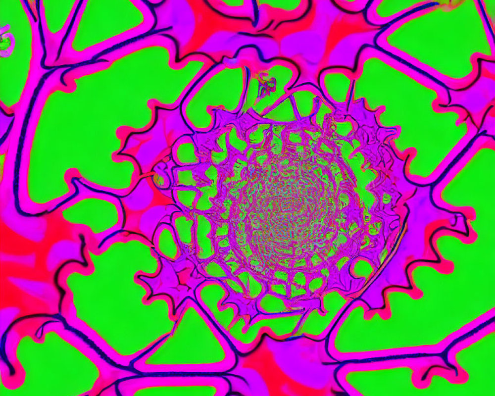 Vivid pink fractal pattern on neon green background