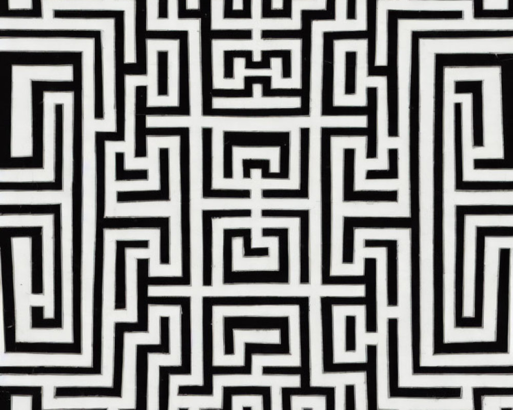 Monochrome square maze with intricate pattern