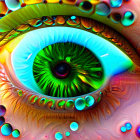 Vivid swirling eye-like fractal with colorful spectrum