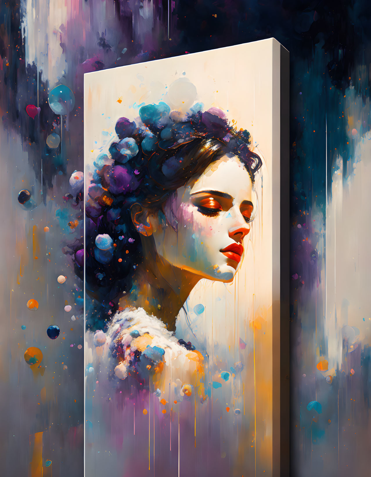 Vibrant Abstract Painting of Woman with Colorful Hues