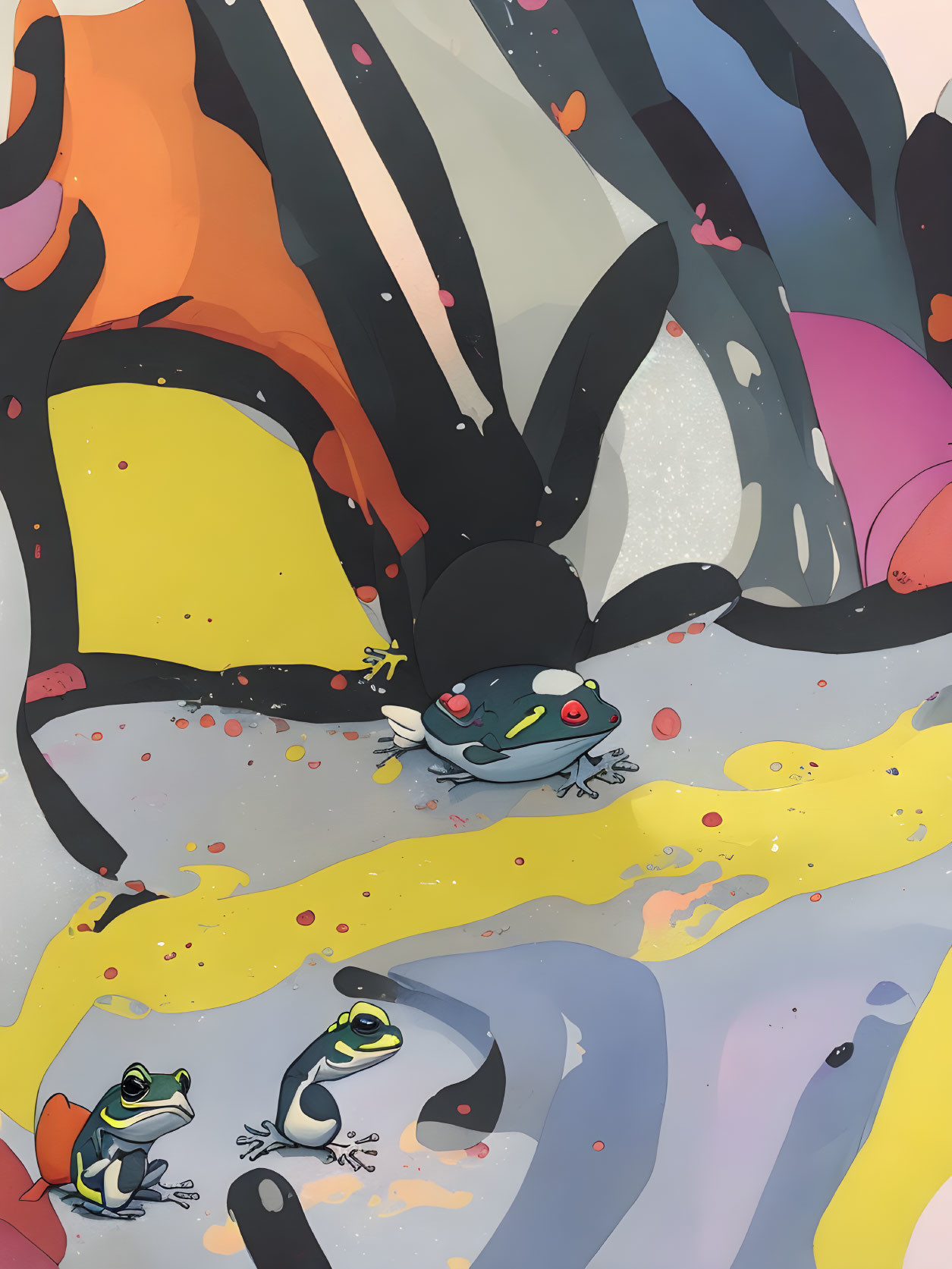 Colorful Frog Artwork with Abstract Shapes