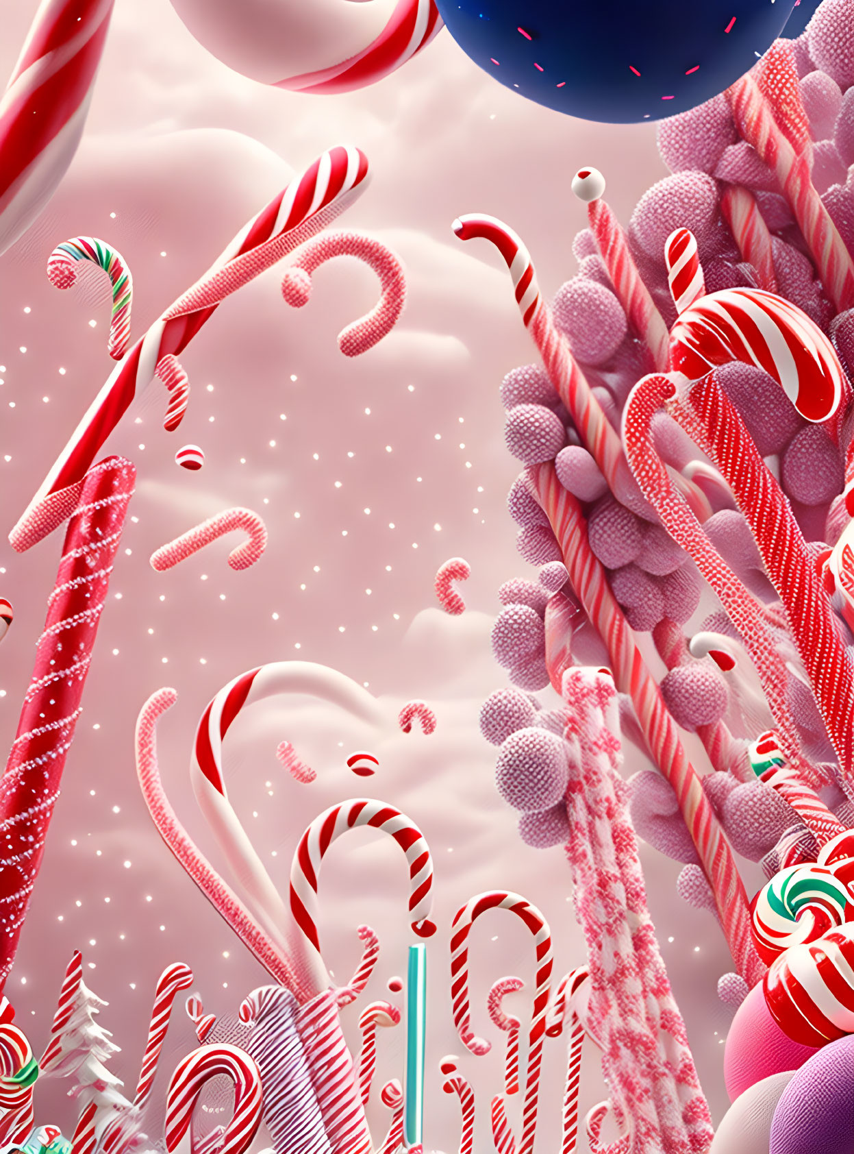 Colorful Abstract Art: Candy Canes, Peppermint Swirls, Textured Spheres