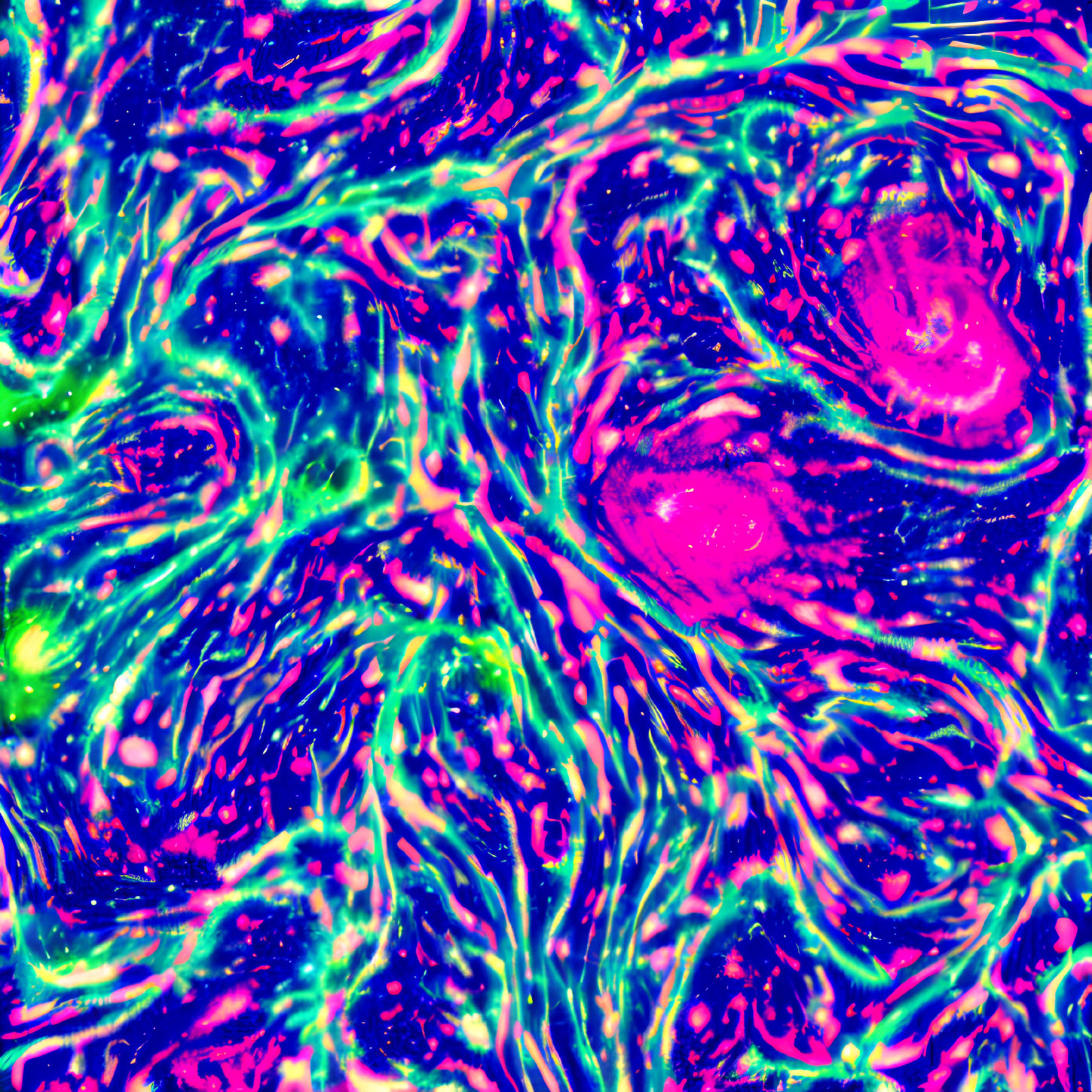 Abstract Neon Pink, Blue, and Green Swirls Artwork