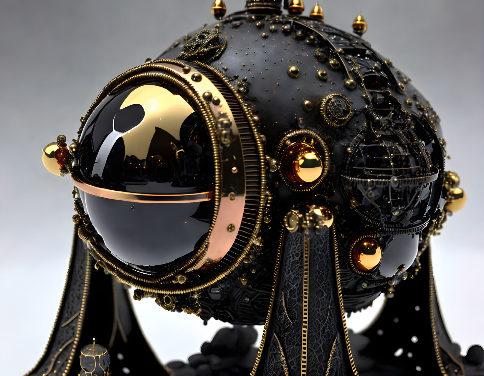 Detailed 3D Rendering of Ornate Steampunk Spherical Object