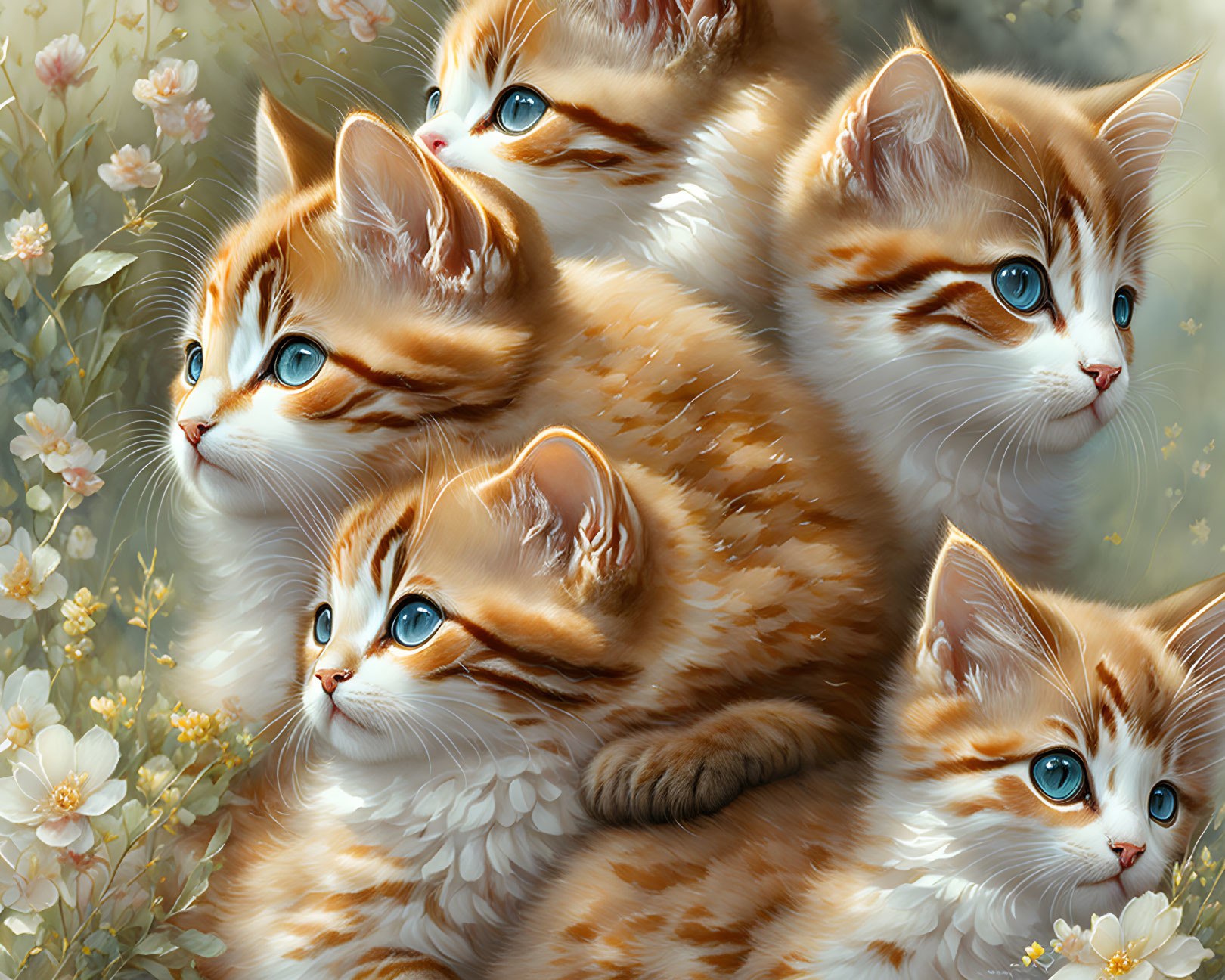 Fluffy Orange Kittens with Striking Stripes and Blue Eyes