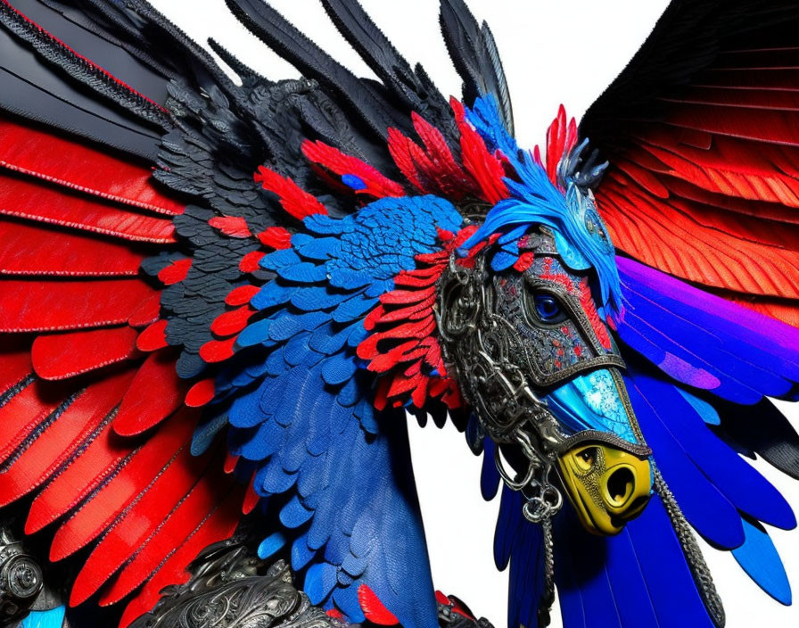 Elaborate horse costume with vibrant colors and intricate details