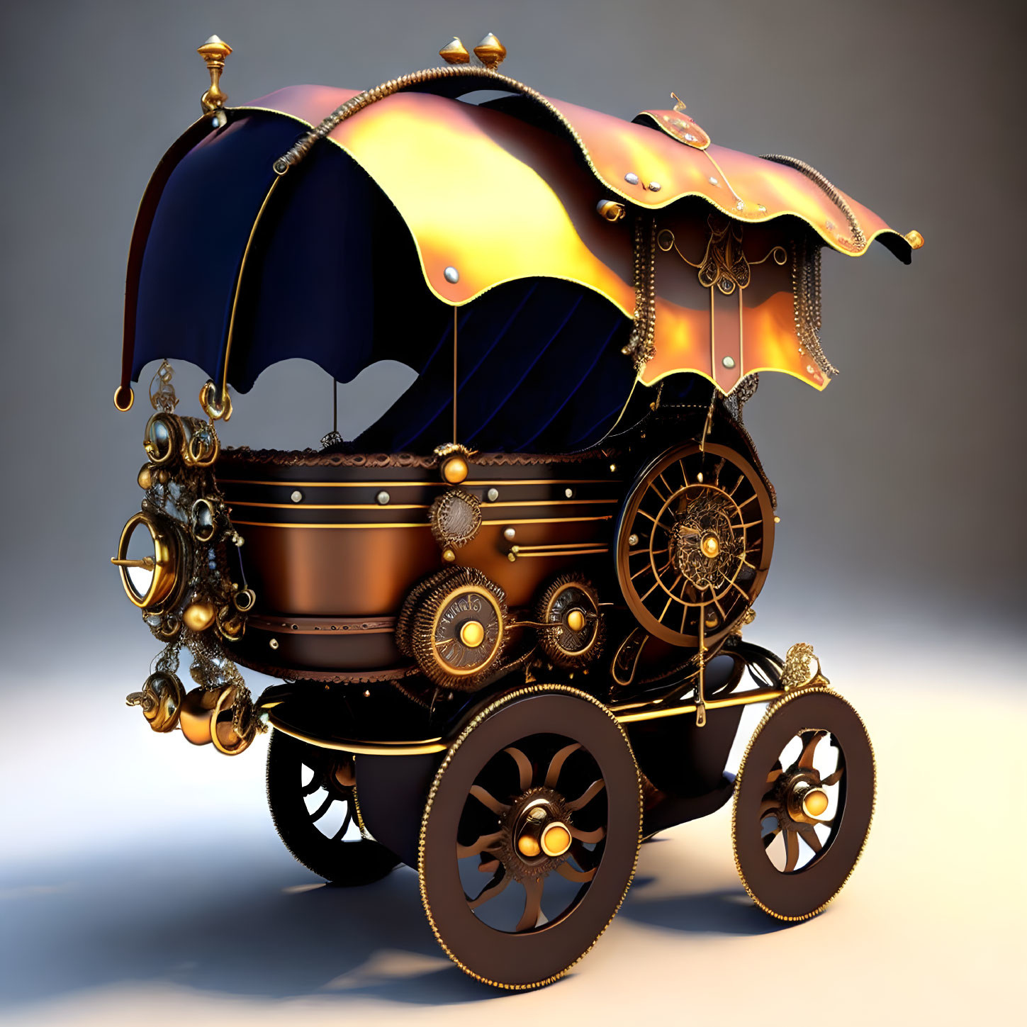 Steampunk-Inspired Whimsical Carriage Design Details