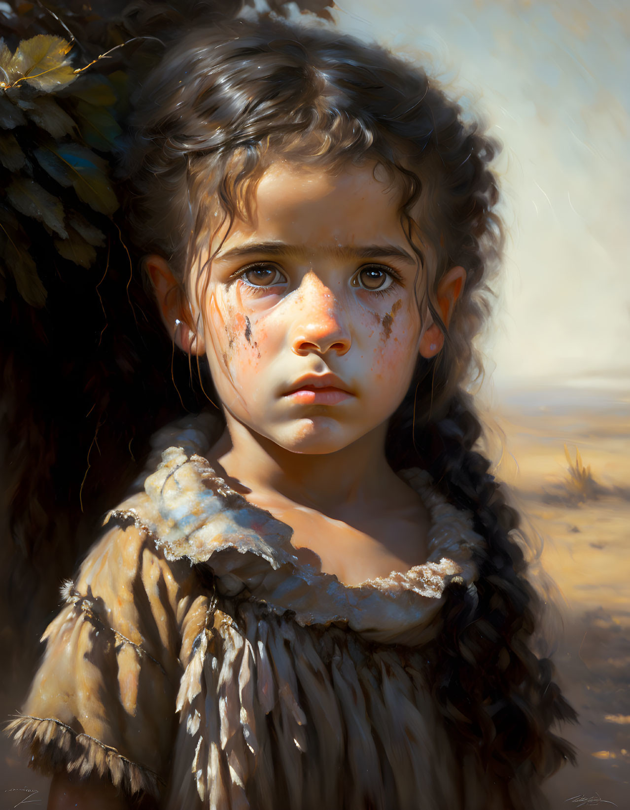 Portrait of a Young Girl in a Harsh Environment