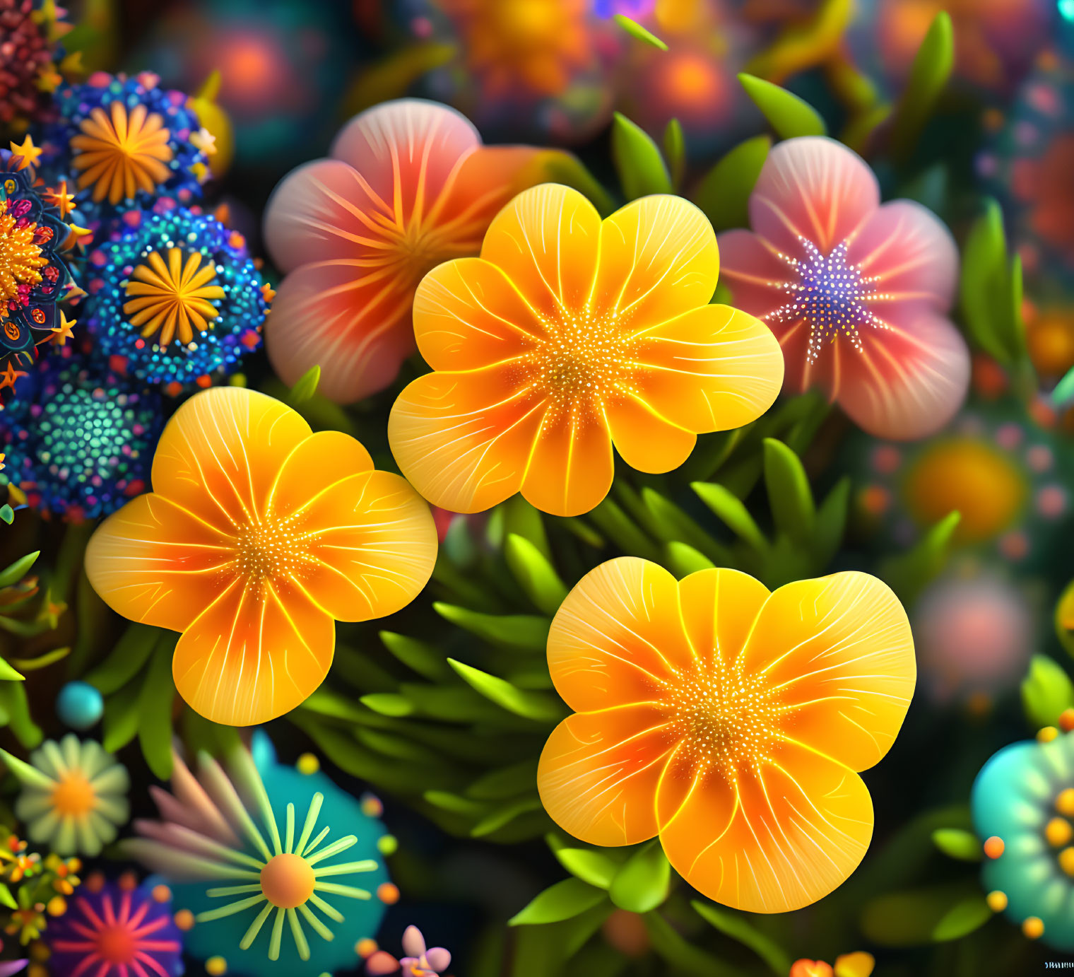 Colorful Stylized Flowers & Plants in Digital Art