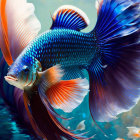 Colorful Betta Fish Digital Artwork with Flowing Fins and Iridescent Scales