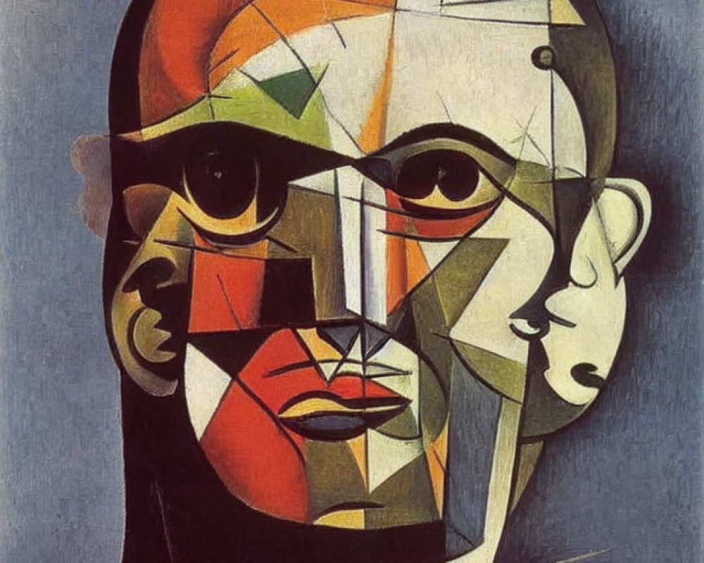 Colorful Cubist Portrait with Fragmented Geometric Shapes