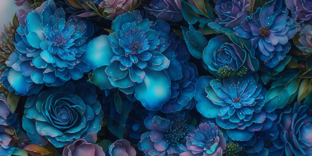 Vibrant blue succulent plants with intricate petal patterns