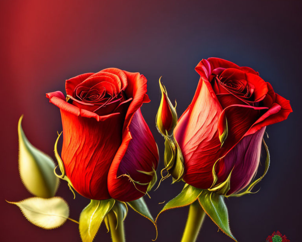 Vibrant Red Roses on Gradient Background