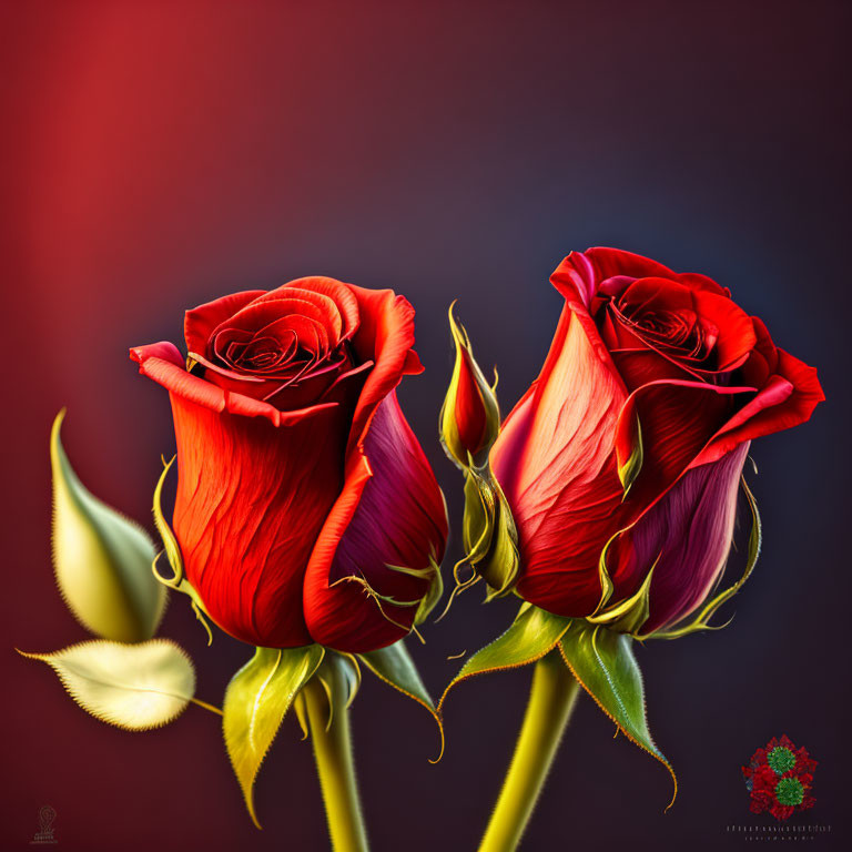 Vibrant Red Roses on Gradient Background