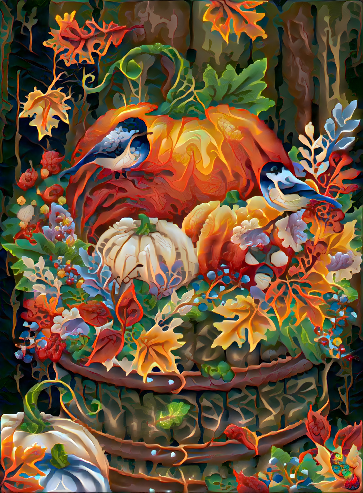 Pumpkins and Birds