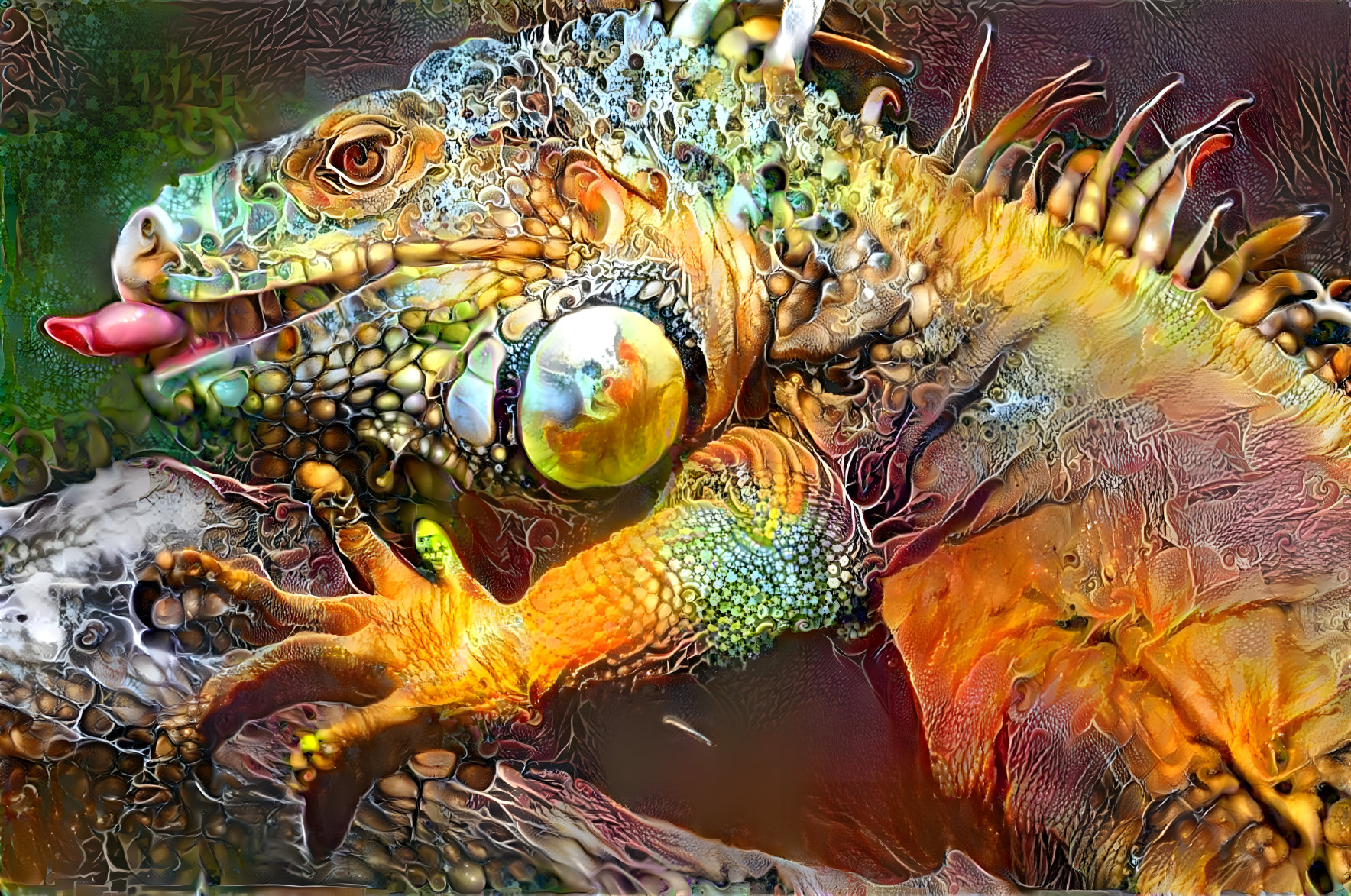 Iguana With Tongue Sticking Out