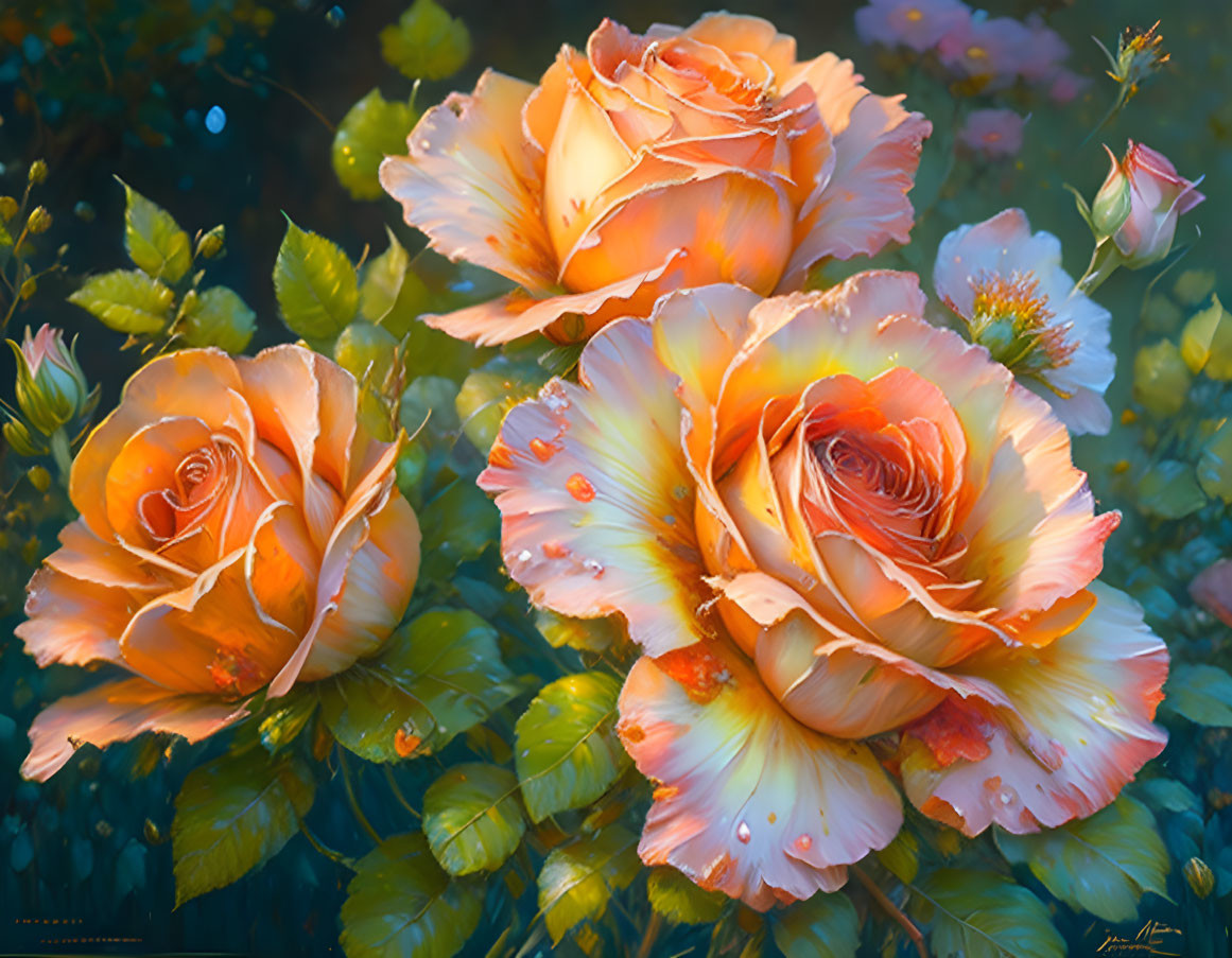 Peach-Colored Roses with Delicate Petals and Soft Greenery