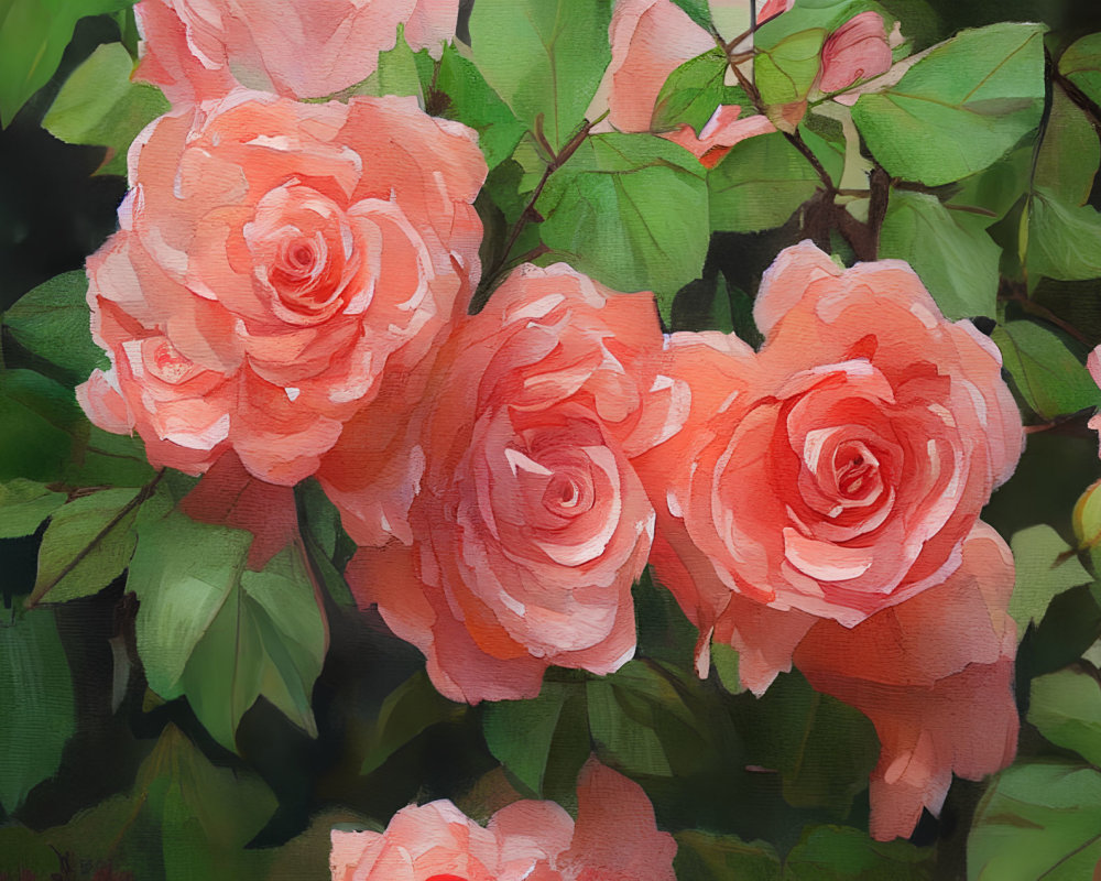 Vibrant Pink Roses Digital Painting with Bold Brush Strokes