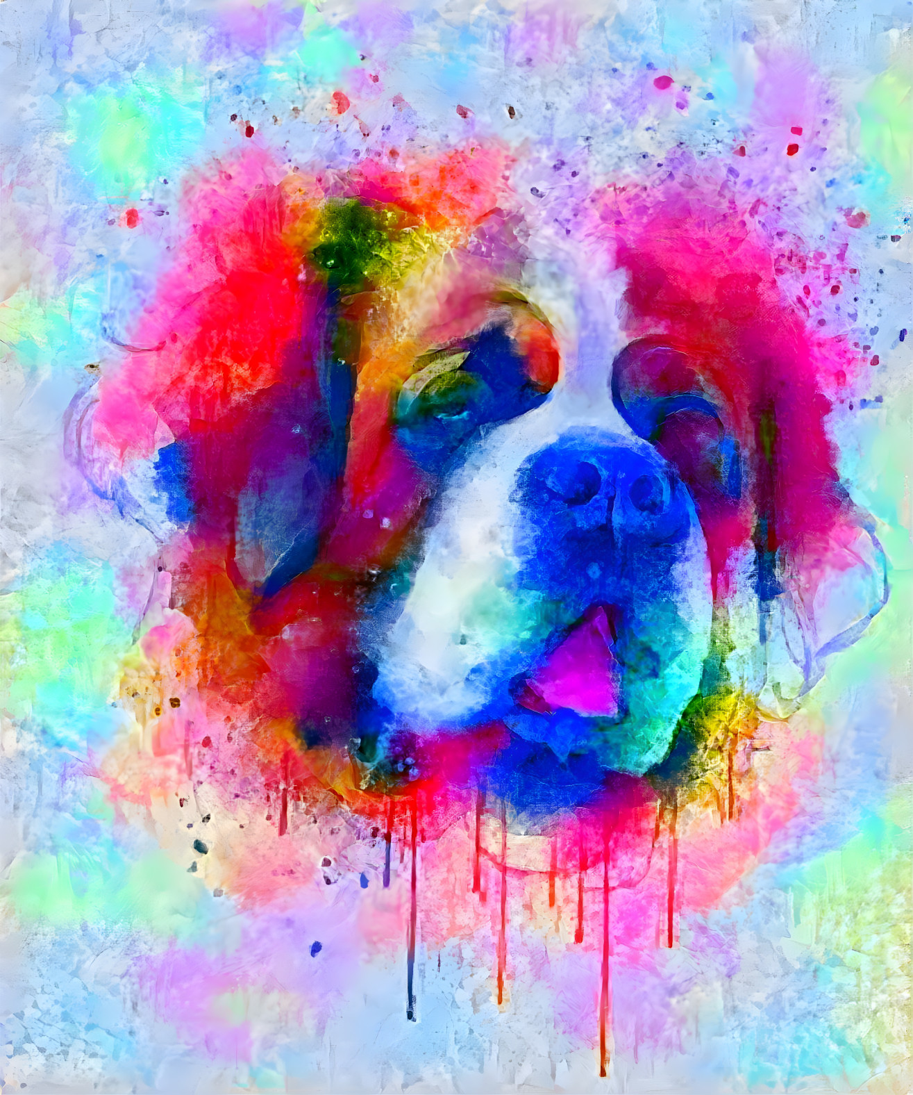 Watercolour St Bernard Dog