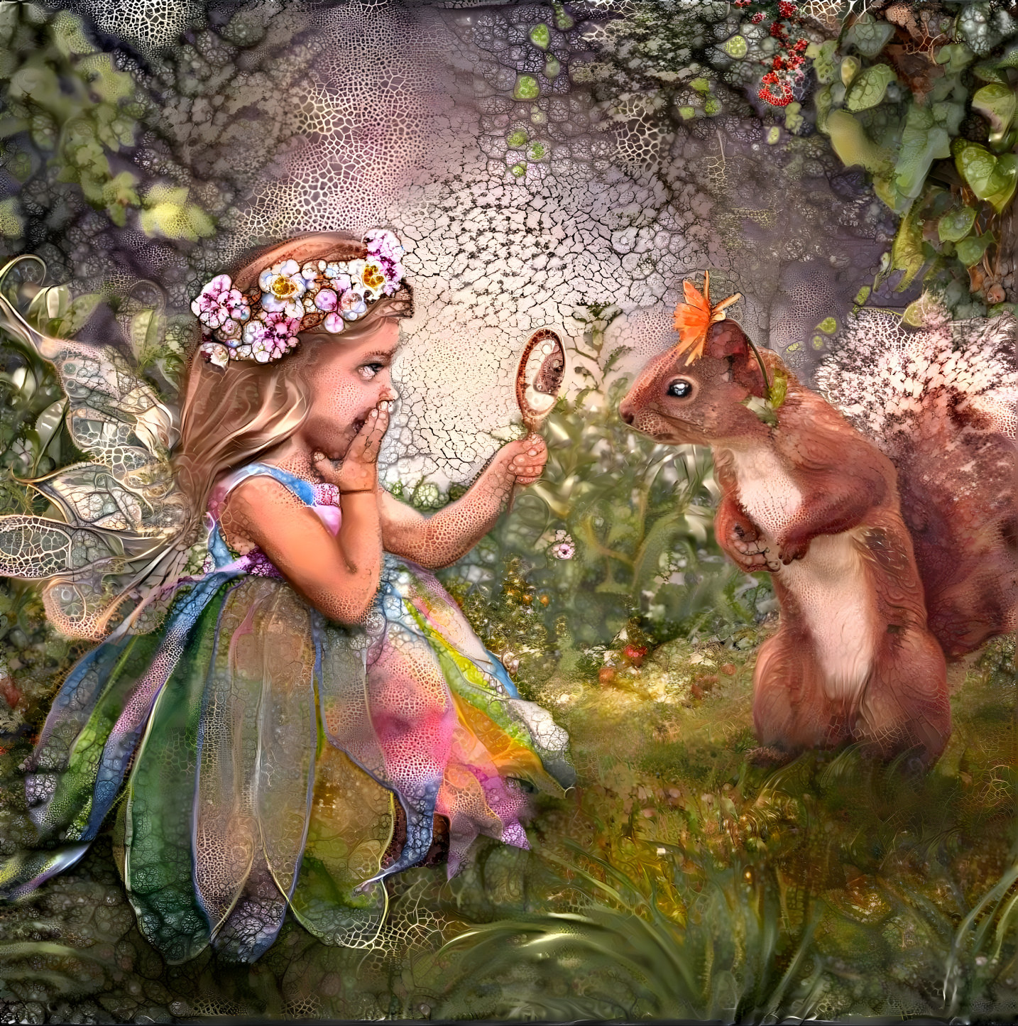 Child Fairy And Squirrel