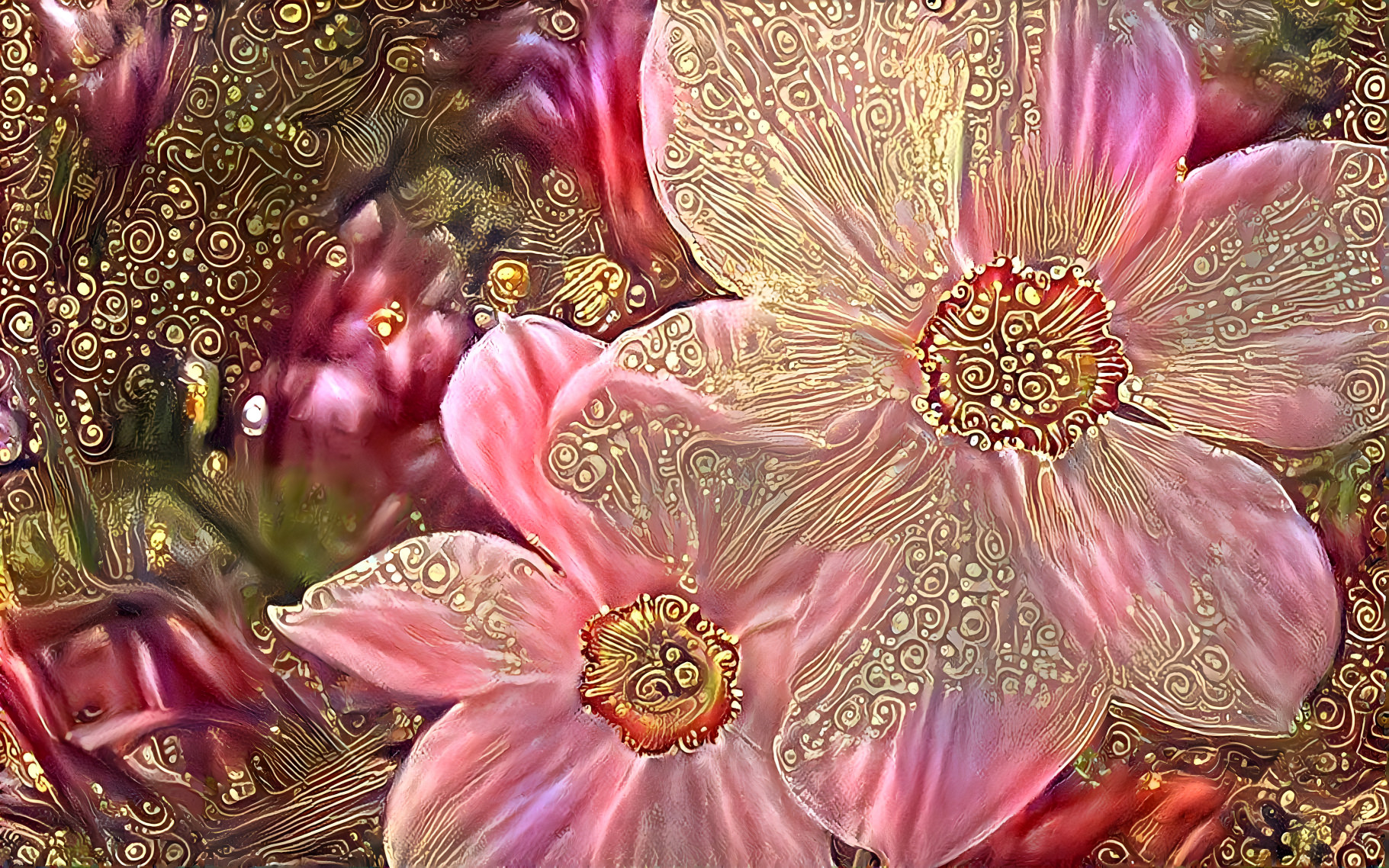 Pink And Gold Flowers