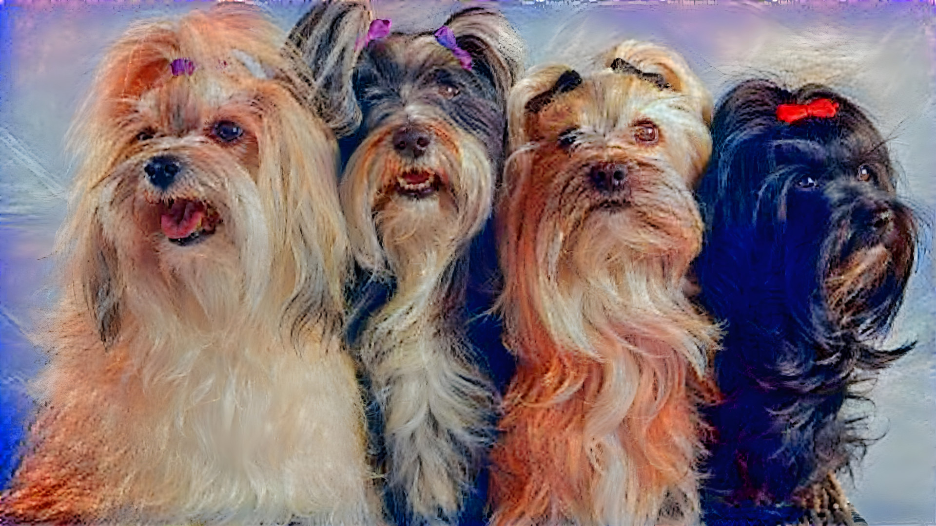 Four Yorkshire Terriers