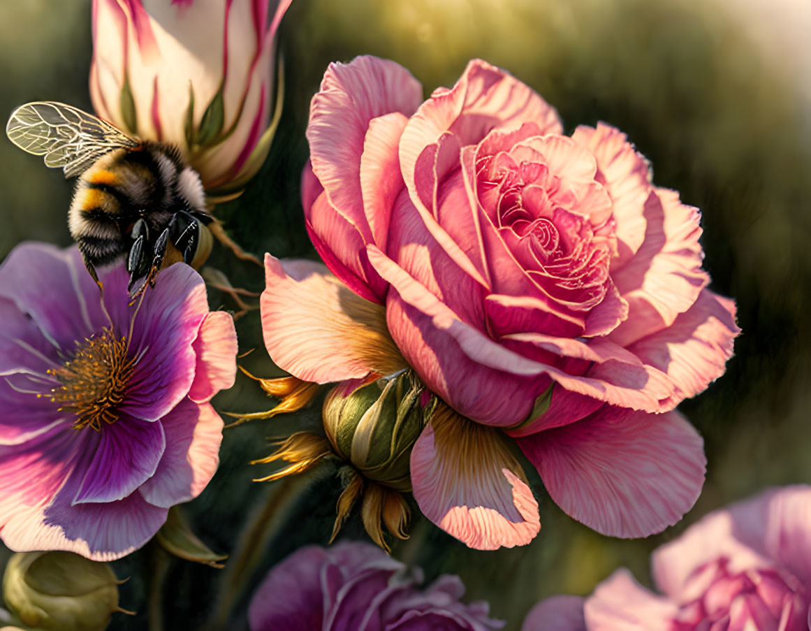 A Bumblebee On A Rose