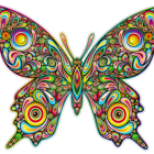 Colorful Stylized Butterfly Artwork with Jewel-like Details