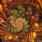 Vibrant floral headdress digital artwork with warm tones