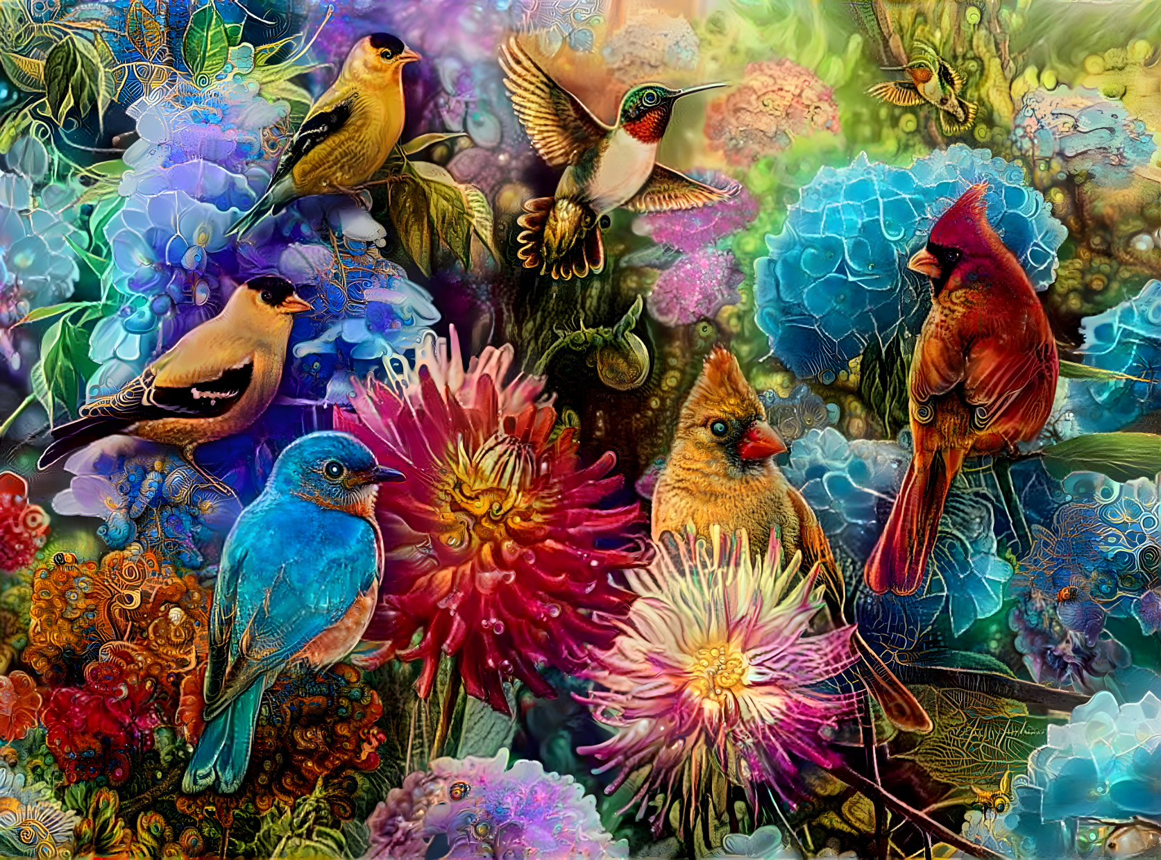 Birds and Flowers