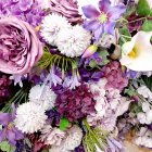 Colorful Purple, Pink, and White Flowers in Lush Arrangement