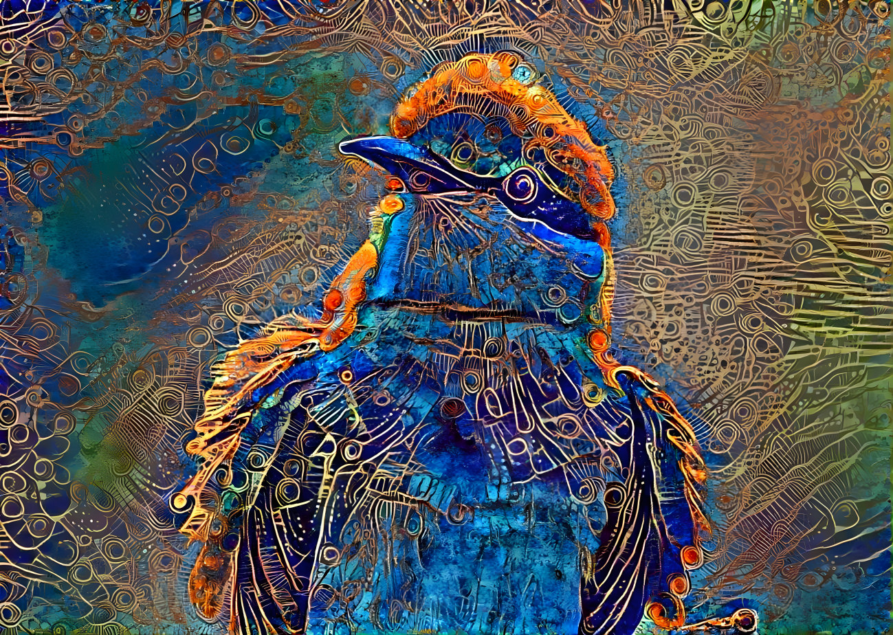 Bird, copper and blue