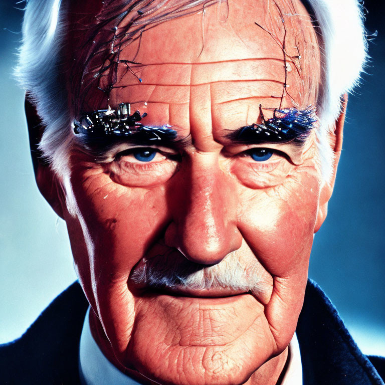 Elder Man with Expressive Eyes and Thick Eyebrows in Suit