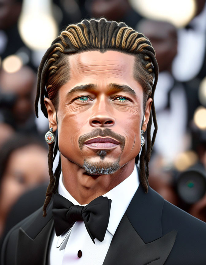 Man with Dreadlocks in Black Tuxedo and Diamond Earrings